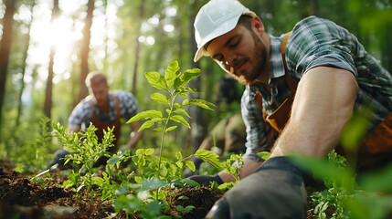 Forest restoration teams actively clear invasive plants for nature conservation