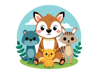 a picture of a fox with a cat and two cats.