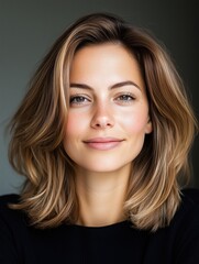 Fototapeta premium portrait of a young attractive Belgian woman in a studio on a dark background