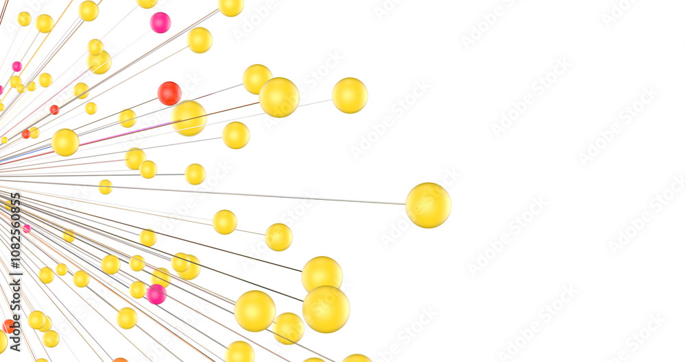 Poster Abstract polygonal space with connecting dots and lines. Dark background. Connection structure. 3d Widescreen