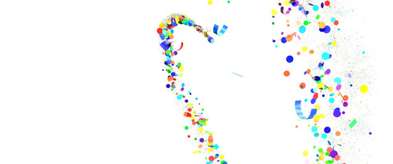 Multicolored paper confetti on transparent background. Realistic confetti flying. Colorful scattered items to holiday decorations.