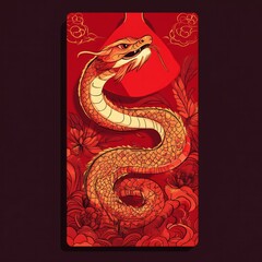 Fototapeta premium Snake Year Cartoon Red Envelope 