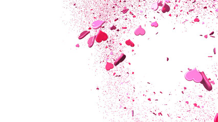 realistic isolated heart confetti on the transparent background for decoration and covering.