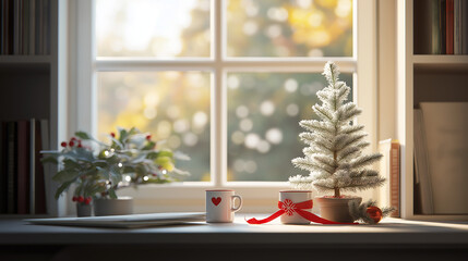 Simple home office with Christmas accents