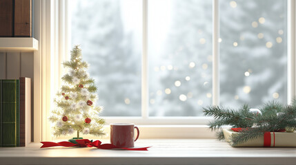 Simple home office with Christmas accents