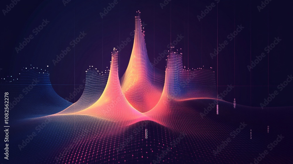 Poster abstract technology background showing peaks reaching for success