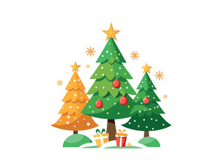 a Christmas tree with a gift and a gift in the middle of it