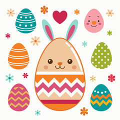 Easter Sunday, card with bunny, easter egg, easter sunday background