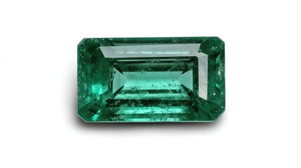 Fototapeta premium Emerald gemstone, white isolate background