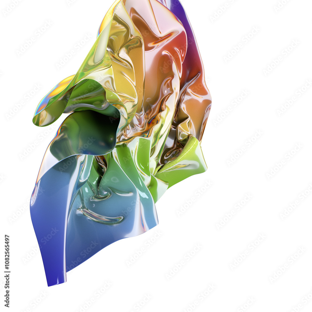 Poster shimmering metallic fabric with iridescent hues