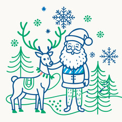 santa claus and reindeer