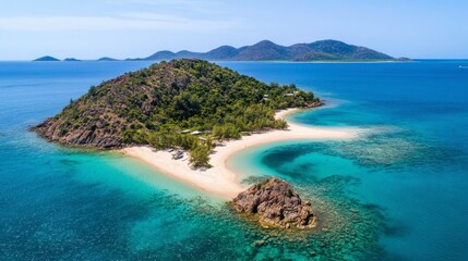 Fototapeta premium Serene Tropical Island with Crystal Clear Waters