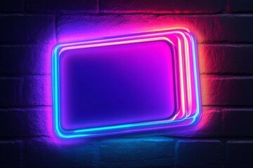 a neon blue and purple square icon
