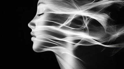 Person abstract linear movement black and white 