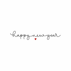 Happy new year.Hand lettering on black background with heart.
Vector illustration