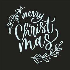 Merry Christmas set.Hand lettering on black background.
Vector illustration