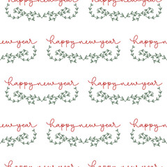 Happy new year pattern.
Vector illustration. Hand lettering.
