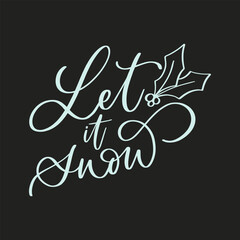 Christmas  illustration on a black background. Vector illustration. Hand lettering