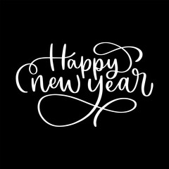 Happy new year hand lettering illustration on a white background. Vector illustration