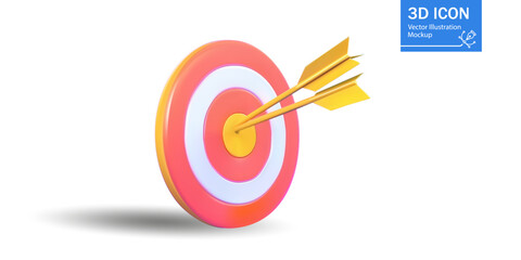 3D target icon with arrows, representing accuracy and goal achievement