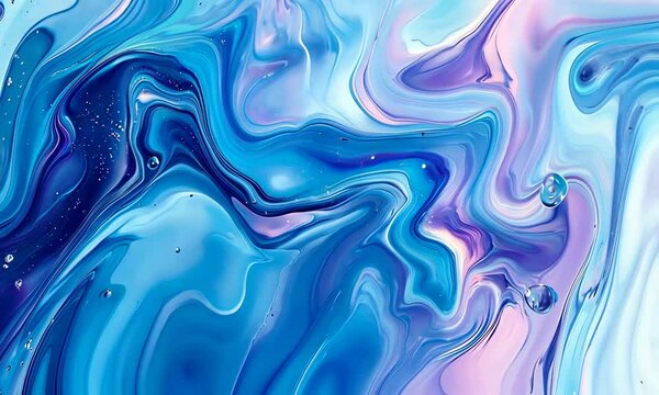 Abstract fluid art with swirling blue and pink patterns, evoking a serene ambiance.