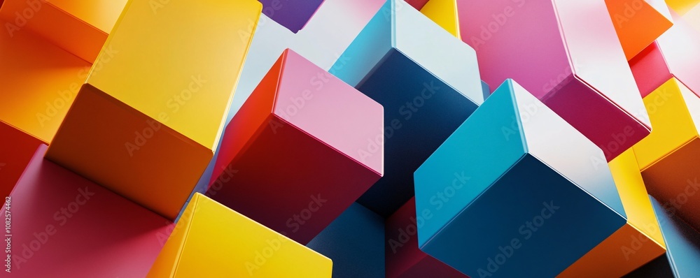 Poster Colorful cubes creating abstract modern background design