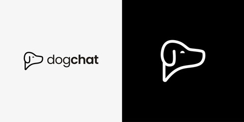dog chat logo simple and modern lines vector illustration, Icon Symbol, Vector, Design Inspiration.