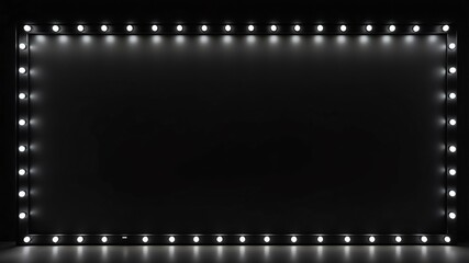 Obraz premium black marquee lights border frame on black background