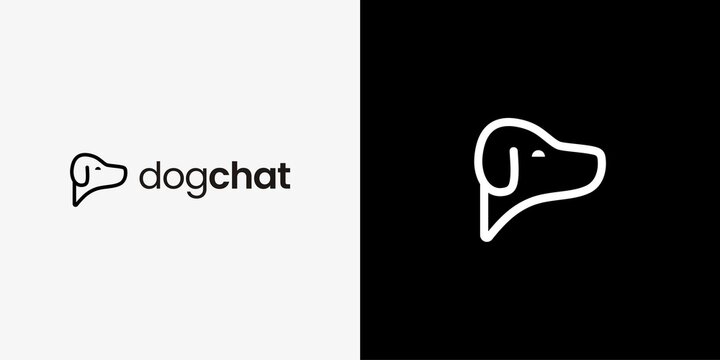dog chat logo simple and modern lines vector illustration, Icon Symbol, Vector, Design Inspiration.