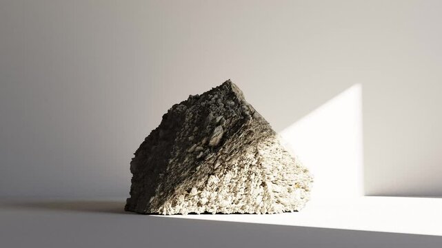Gray room with cliff rock stone rotate endless 4k
