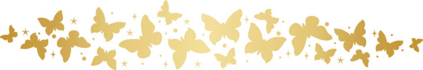 Gold butterfly border decorative vector illustration, decorative banner design