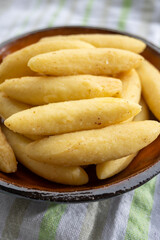 Schupfnudel or Fingernudel, finger noodle, dumpling or thick noodle in German and Austrian cuisine, similar to Central European kopytka and Italian gnocchi