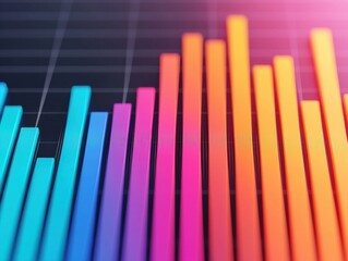 Fototapeta premium Colorful 3d bars rising and indicating growing business strategy data