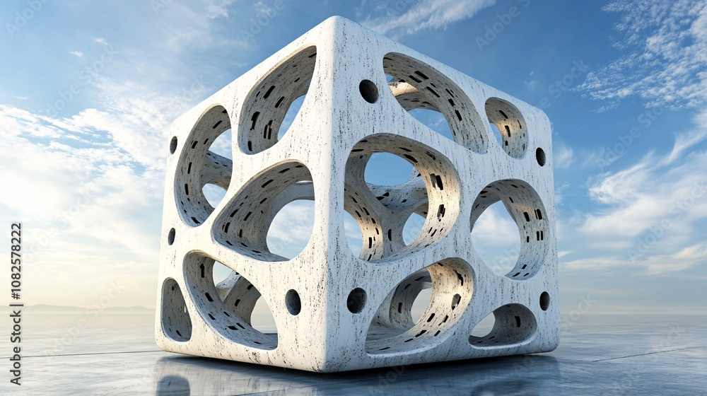 Aufkleber abstract cubic structure resembling bone tissue under cloudy sky