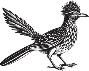 Obraz premium black roadrunner bird vector illustration printable