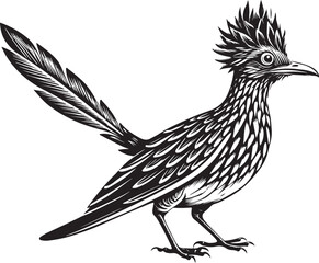Fototapeta premium black roadrunner bird vector illustration printable