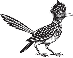 Fototapeta premium black roadrunner bird vector illustration printable