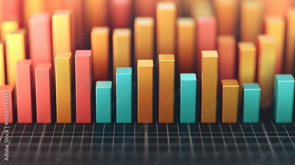Poster colorful 3d bar graph showing market trends and data analysis