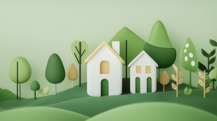 Naklejka premium Green city development investment growth illustration nature aerial view sustainable urban living