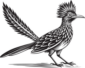 Naklejka premium black roadrunner bird vector illustration printable
