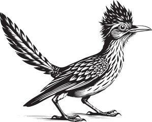 Naklejka premium black roadrunner bird vector illustration printable