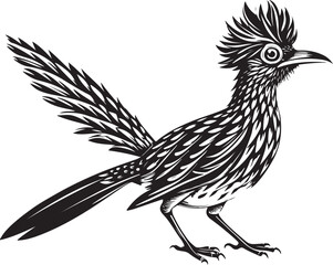 Naklejka premium black roadrunner bird vector illustration printable