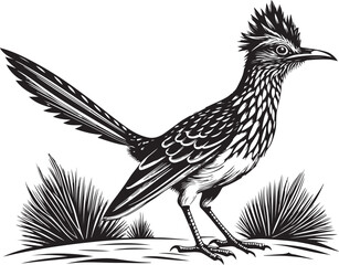 Obraz premium black roadrunner bird vector illustration printable