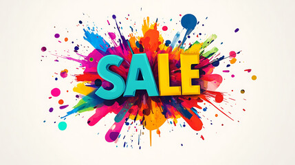 A burst of colors and shapes with 'SALE' in the center, symbolizing excitement and variety in a sale.1