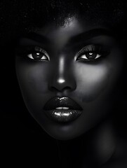 Beauty portrait of African American girl with afro hair. Beautiful black woman. Cosmetics, makeup and fashion