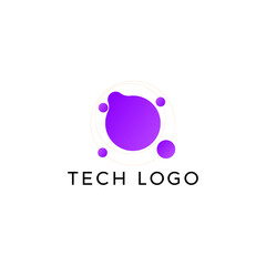 Fototapeta premium ILLUSTRATION CONNECTED CIRCLE PURPLE GRADIENT COLOR. TECH LOGO ICON TEMPLATE SIMPLE DESIGN ELEMENT VECTOR