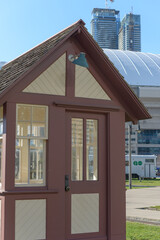 Naklejka premium historic shed at The Toronto Railway Museum / Roundhouse Park, 255 Bremner Blvd, downtown