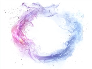 Dreamy Cloud like Swirling Mist Frame with Soft Edges and Sparkling Accents Against Pure White Background