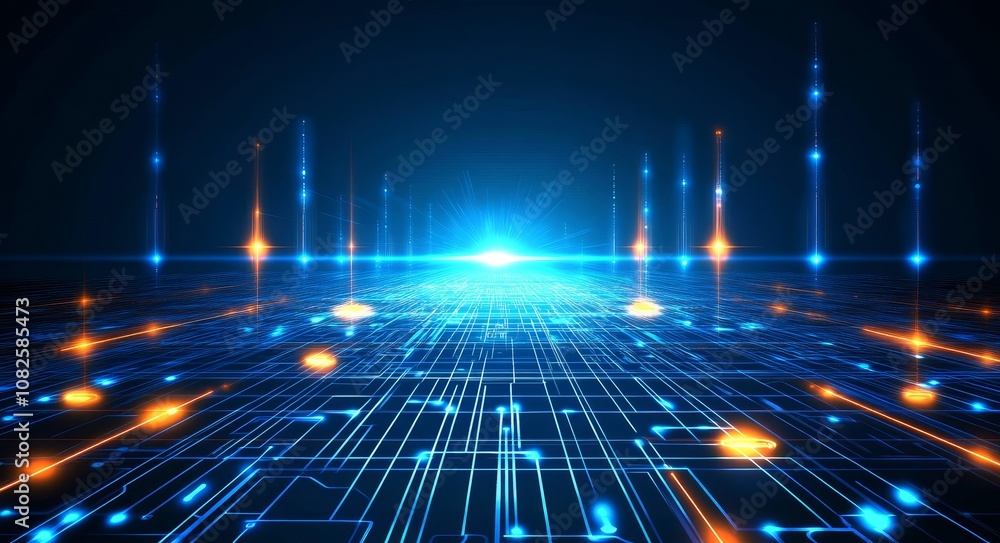 Poster computer motherboard background using technology to describe technological processes, science. can b