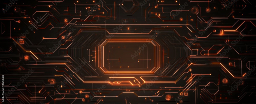 Poster a futuristic computer board design with a circuit computer and an internet connection